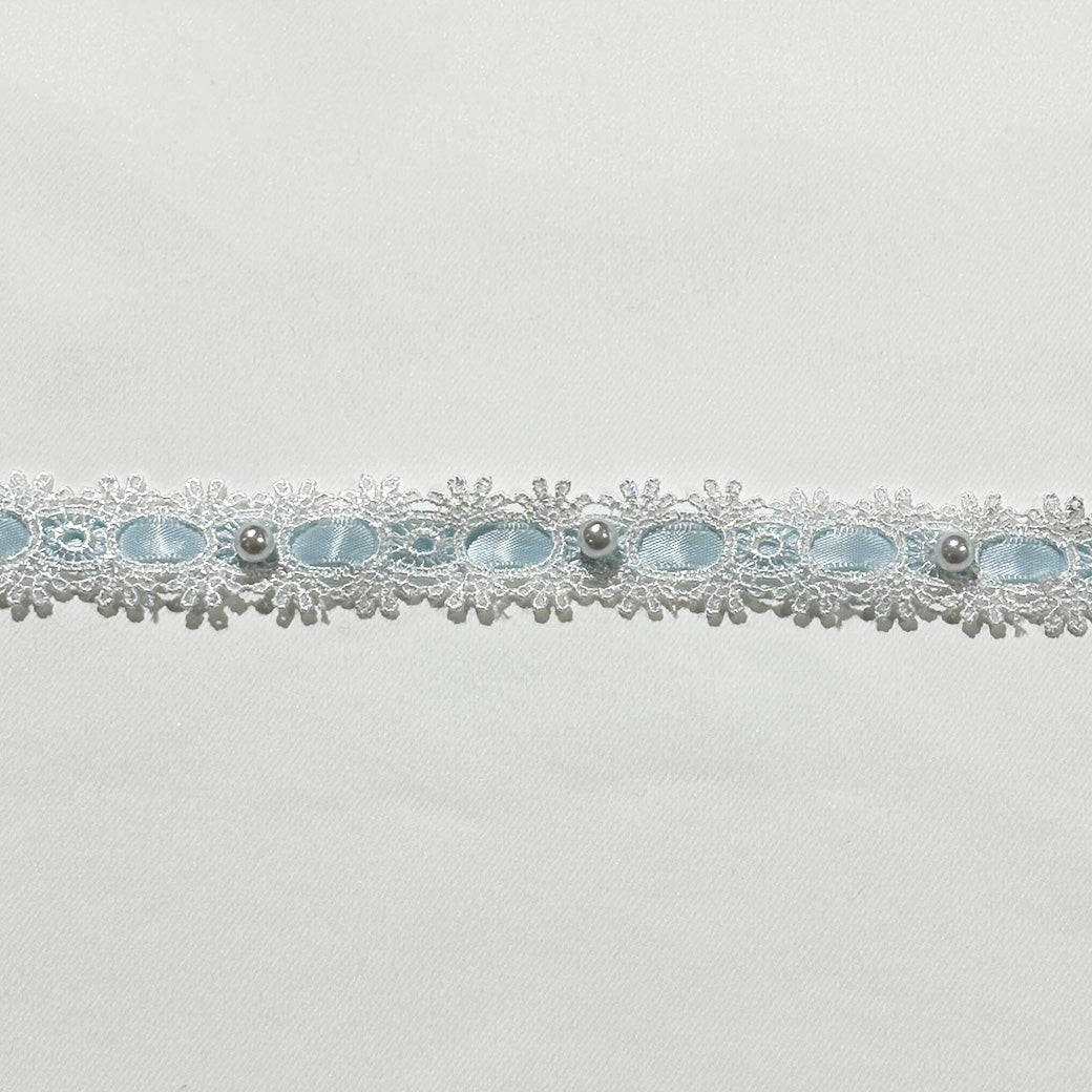 リボン 【 パールレースリボン 22mm 5色 】 レースリボン パール付きリボン 手芸用レース 手芸リボン ハンドメイド