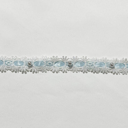 リボン 【 パールレースリボン 22mm 5色 】 レースリボン パール付きリボン 手芸用レース 手芸リボン ハンドメイド