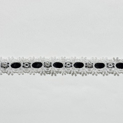 リボン 【 パールレースリボン 22mm 5色 】 レースリボン パール付きリボン 手芸用レース 手芸リボン ハンドメイド