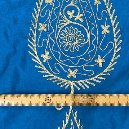 生地 【 シルク ペイズリー 水色 】 112cm巾 シルク生地 ペイズリー刺繍生地