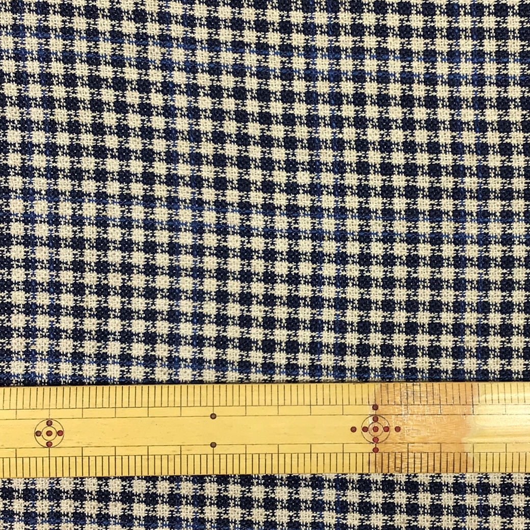 生地【 LEOMASTER（レオマスター）格子 ベージュネイビー】 145cm巾 チェック柄 タータンチェック イタリア製 LEOMASTER レオマスター 幅広 リネンチェック 綿麻生地 コットンリネン
