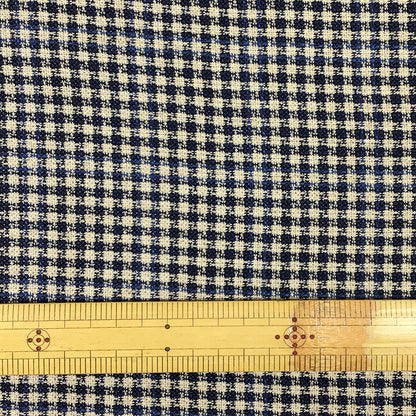 生地【 LEOMASTER（レオマスター）格子 ベージュネイビー】 145cm巾 チェック柄 タータンチェック イタリア製 LEOMASTER レオマスター 幅広 リネンチェック 綿麻生地 コットンリネン