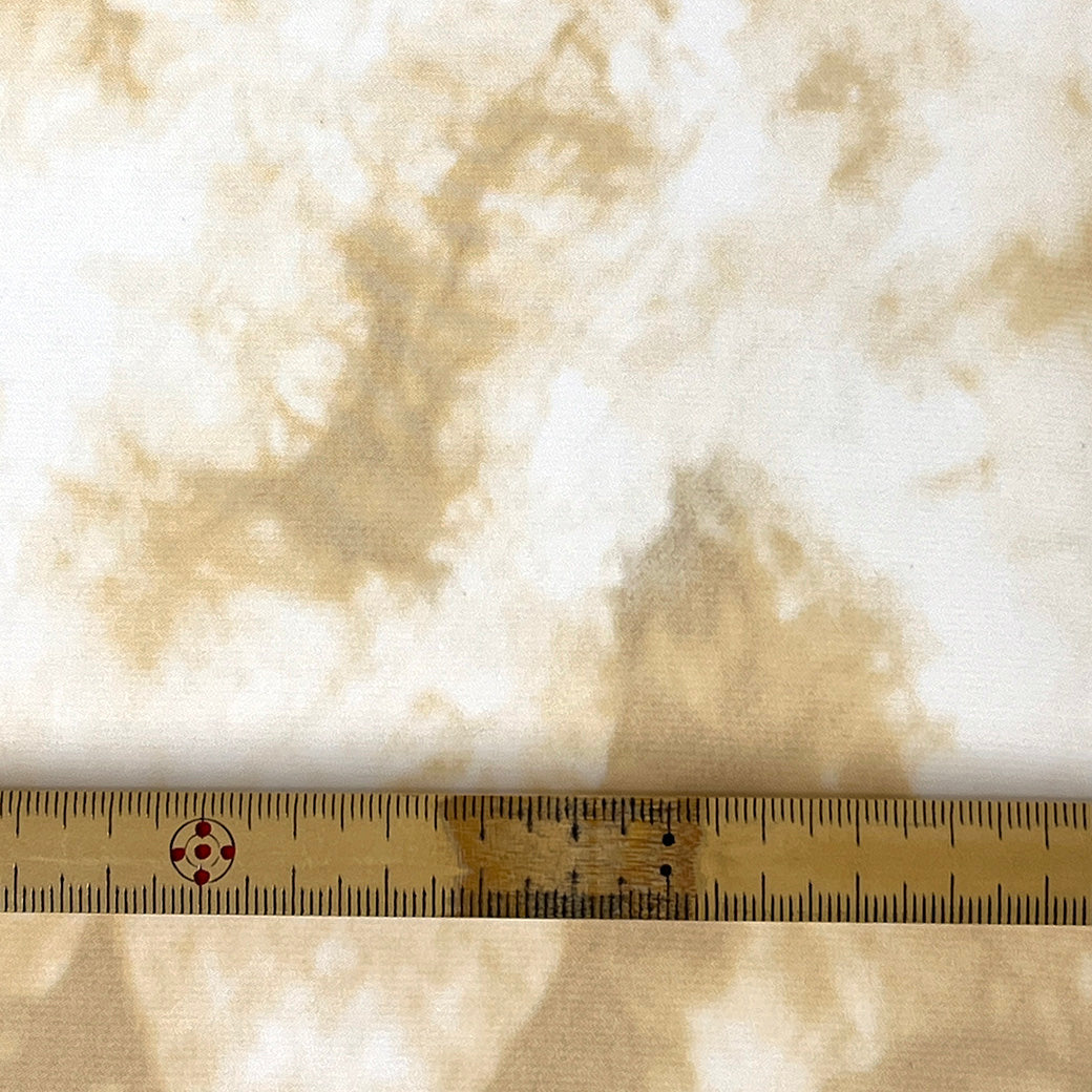 地 【 75Dサテン水彩PT 薄黄茶】 148cm巾 幅広 水彩プリント生地 サテンプリント生地 ポリエステルサテン
