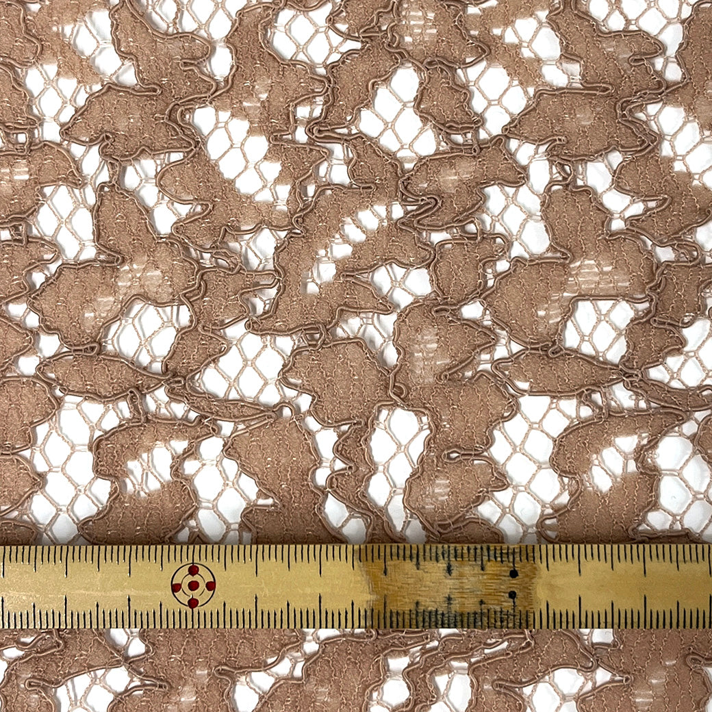 生地 【 Nコードレース ミルクティー 】 105cm巾 コードレース生地 ナイロンレース 刺繍レース