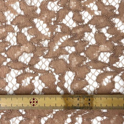 生地 【 Nコードレース ミルクティー 】 105cm巾 コードレース生地 ナイロンレース 刺繍レース