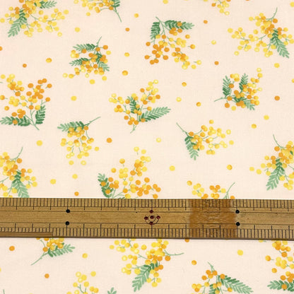生地 【 ブロードプリント ミモザ 薄橙 】 ブロード ブロード生地 108cm巾 ブロードクロス ミモザ 花柄 植物柄 フラワー