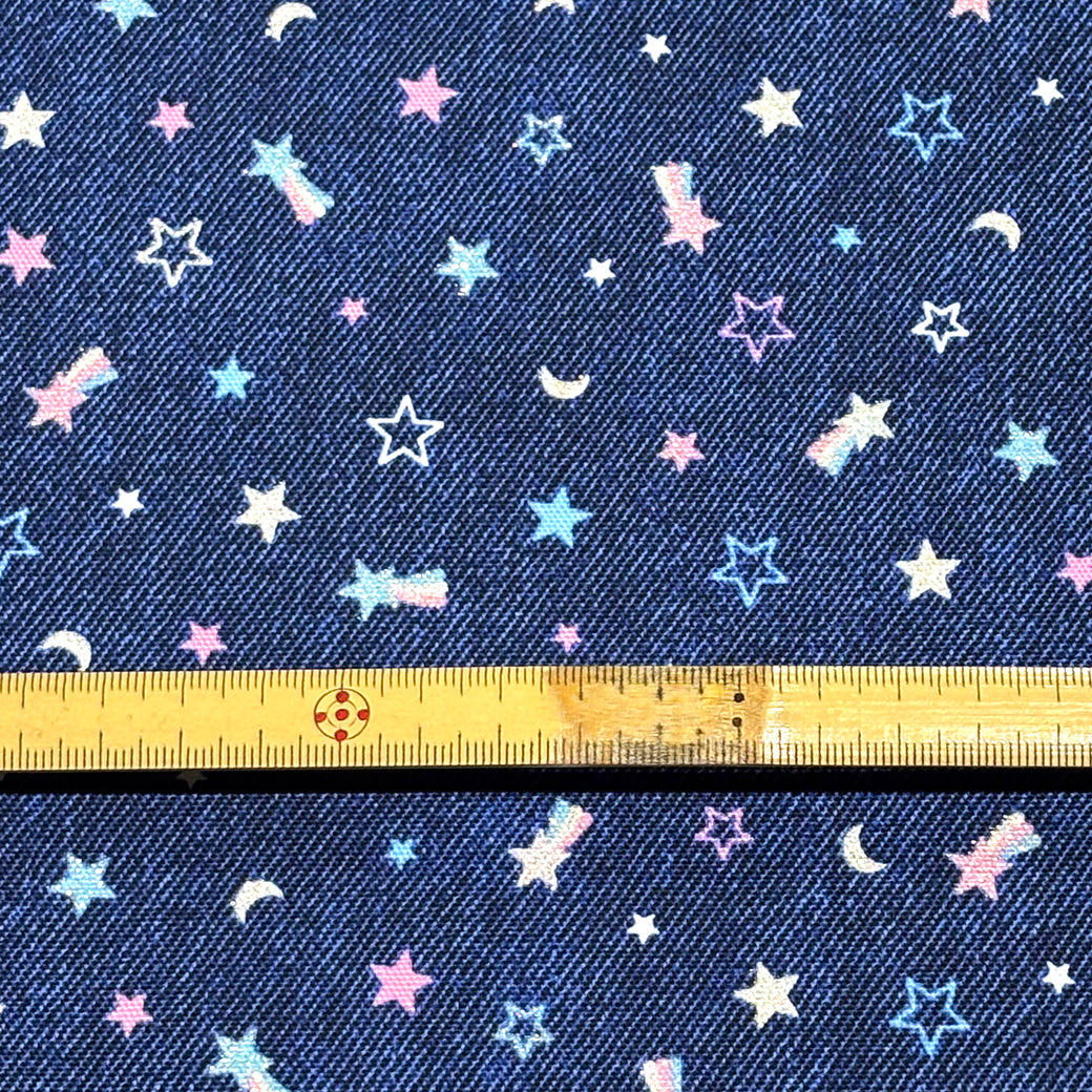 生地 【 オックス ラメ☆デニム ネイビー 】 オックス生地 綿プリント 110cm巾 綿100％