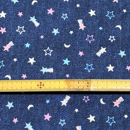 生地 【 オックス ラメ☆デニム ネイビー 】 オックス生地 綿プリント 110cm巾 綿100％