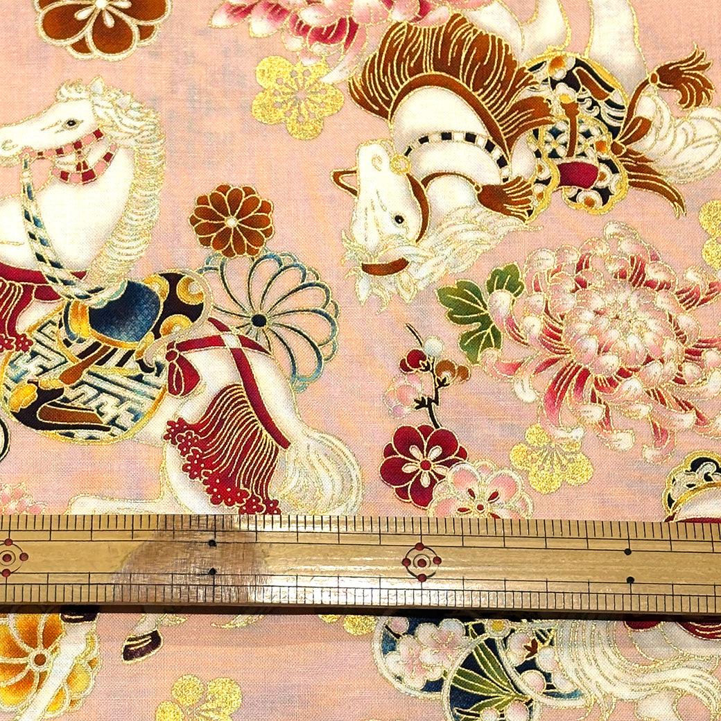 和柄馬シーチング生地