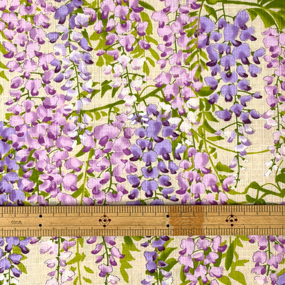 生地 【 サザンクロスPT 藤の花 生成 】 110cm巾 綿100％ 藤の花柄 和柄生地 和風プリント コットン生地