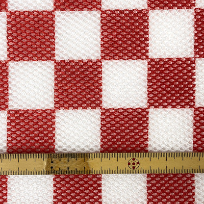 生地 【 市松ボンディングメッシュ 赤】 メッシュボンディング ナイロン 115cm 市松模様