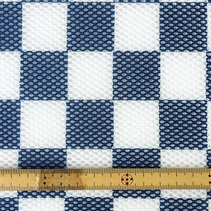 生地 【 市松ボンディングメッシュ ブルー 】 メッシュボンディング ナイロン 115cm 市松模様