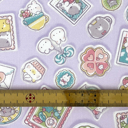 生地 【 ゆめかわ うさみみ 薄紫 】 CBプリント プリント生地 110cm巾 コットン 綿100％ Nuance kids アニマルメモリーズ