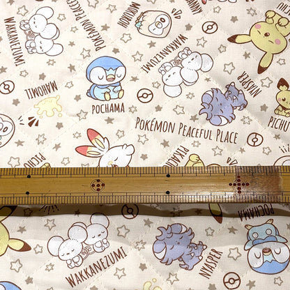 生地 【 ポケピース キルト オフ 】 ポケモン ポケットモンスター 105cm巾 コットン 綿100％ キルティング生地 キャラクター 総柄