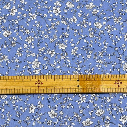 生地 【 60ローンプリント 小花 スカイ 】 ローン生地 108cm巾 綿生地 綿 コットン 綿100％ 植物柄 花柄