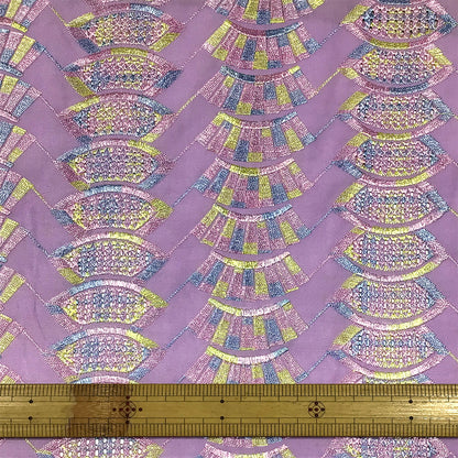 生地 【 刺繍レース パステルピンク 】 レース生地 103cm巾 刺繍レース 刺しゅう生地 立体レース 透け感レース 幾何学模様