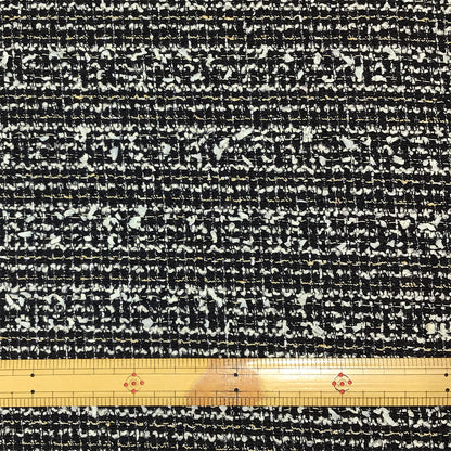 生地 【 尾州産 ファンシーツイード 黒×黄×白 】 ツイード生地 140cm巾 国産ツイード ファンシーツイード生地 秋冬生地 広幅 幅広 高級感