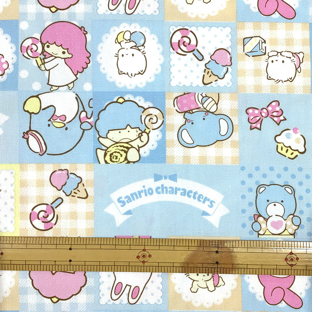 生地 【 KOKKA サンリオキャラクターズ オックスフォード ライトブルー】 110cm巾 綿100％ オックス生地 キャラクター生地 サンリオ生地