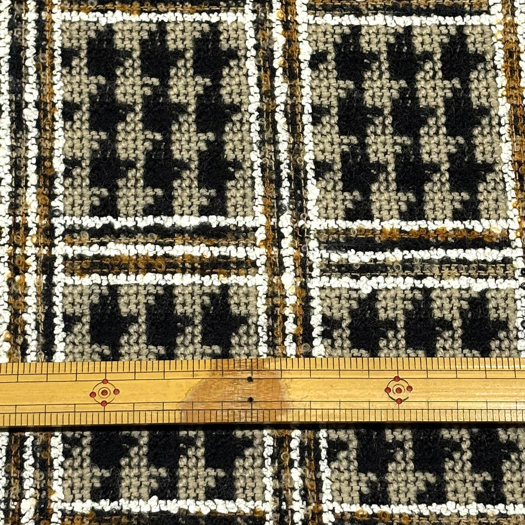 生地 【 千鳥格子ツイード ベージュ 】 ツイード生地 148cm巾 幅広 ウール混 厚手