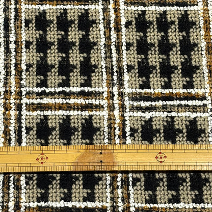 生地 【 千鳥格子ツイード ベージュ 】 ツイード生地 148cm巾 幅広 ウール混 厚手