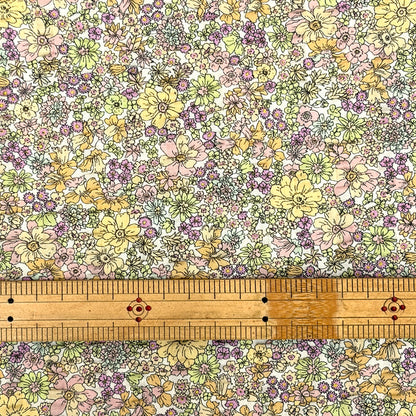 生地 【 リップル 花柄プリント 桜×クリーム 】 110cm巾 綿100％ リップル生地 コットンリップル 凹凸生地 サッカー生地 花柄プリント