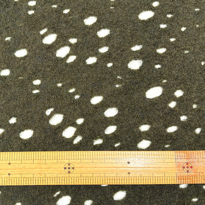 【 ランダム穴あき 水ビ カーキ】 130cm巾 ウール混生地 ウールナイロン生地 デザイン生地