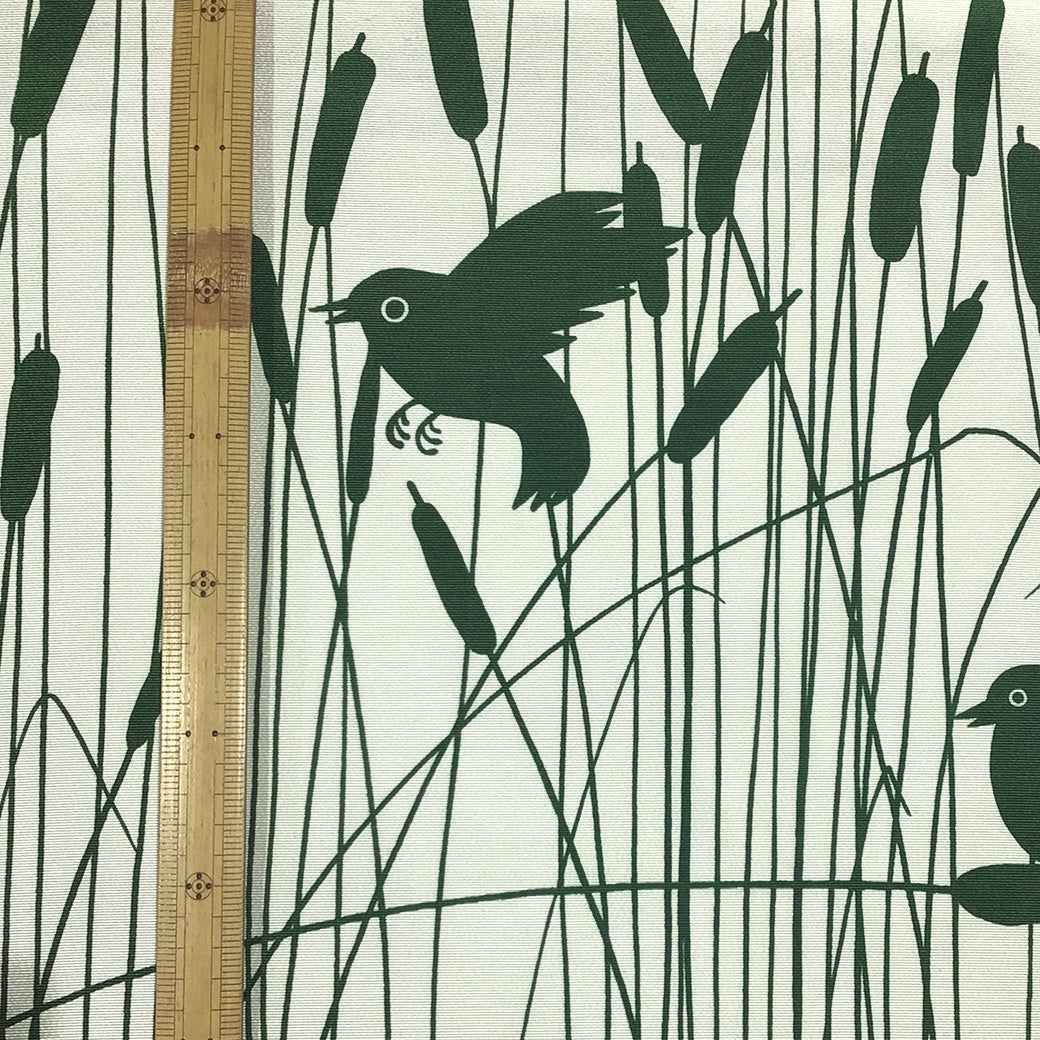 生地 【 グログランチャッピーバード グリーン 】 100cm 1m以上/50cm単位 グログランプリント生地 綿ポリ生地 鳥柄生地