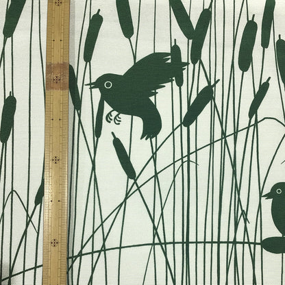 生地 【 グログランチャッピーバード グリーン 】 100cm 1m以上/50cm単位 グログランプリント生地 綿ポリ生地 鳥柄生地