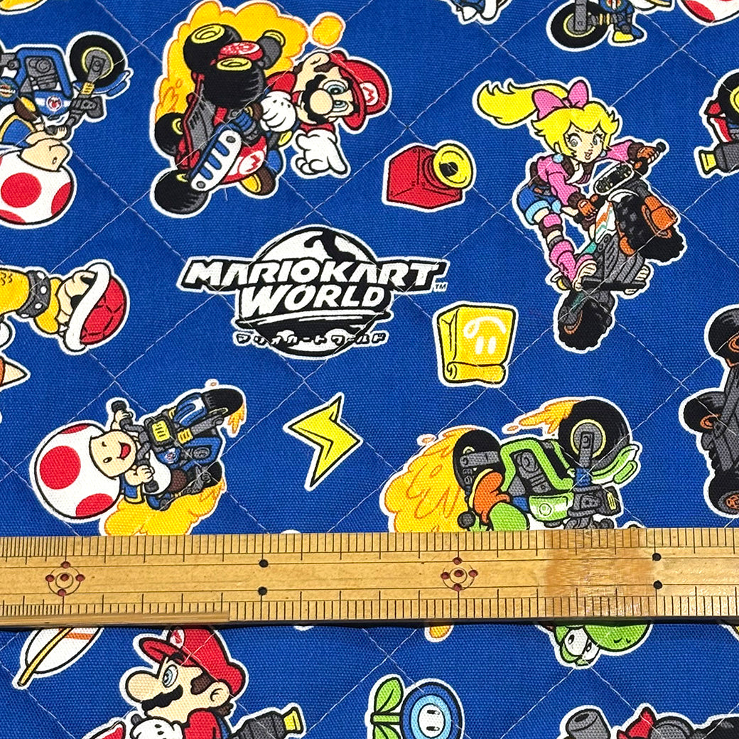 生地 【 マリオカート キルト ブルー】 キルト生地 キルティング 105cm巾 コットン 綿100％ キャラ生地 キャラクター