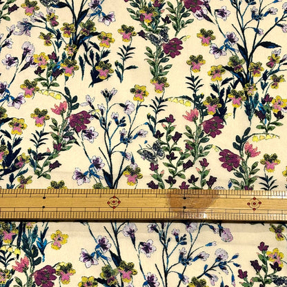 花柄ポリエステルプリント生地