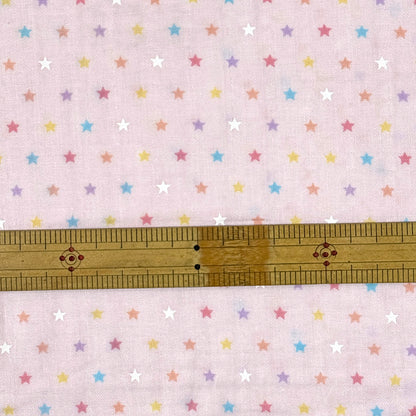 生地【Wガーゼ 星 ピンク×カラフル】ガーゼ生地 ガーゼ ベビー 男の子 女の子 ふんわり やわらか コットン100％ コアラ