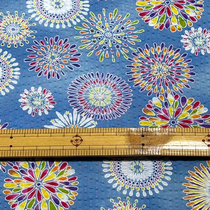 生地 【 リップル 花火 スカイ 】 112cm巾 リップル生地 サッカー生地 甚平 浴衣