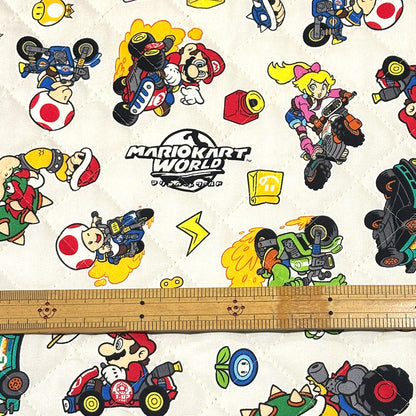 生地 【 マリオカート キルト 白】 キルト生地 キルティング 105cm巾 コットン 綿100％ キャラ生地 キャラクター