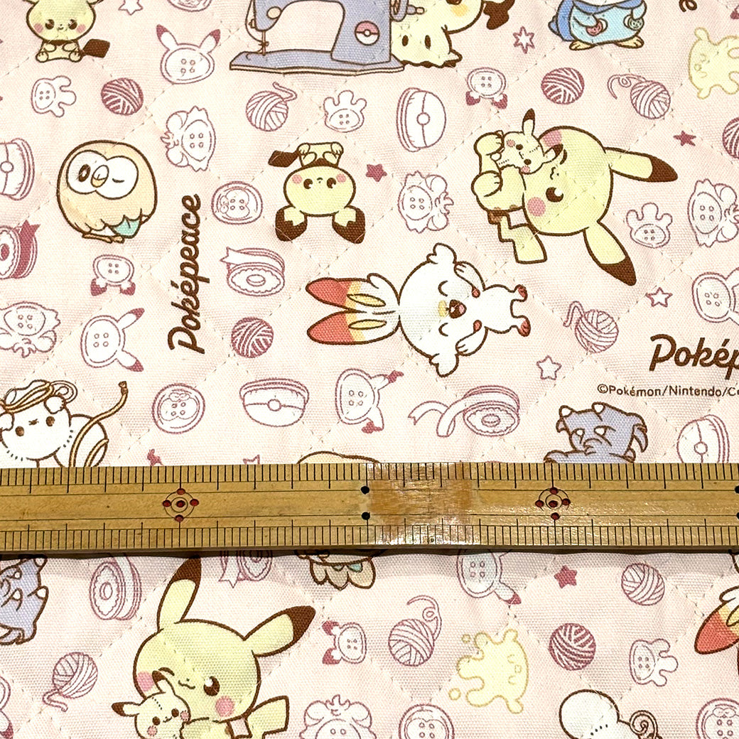 生地 【 ポケピース キルト 薄ピンク 】 ポケモン ポケットモンスター 105cm巾 コットン 綿100％ キルティング生地 キャラクター