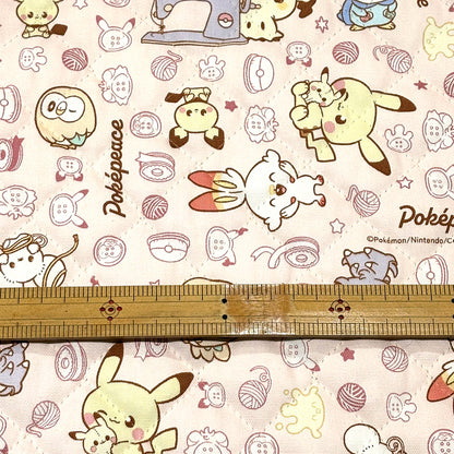 生地 【 ポケピース キルト 薄ピンク 】 ポケモン ポケットモンスター 105cm巾 コットン 綿100％ キルティング生地 キャラクター