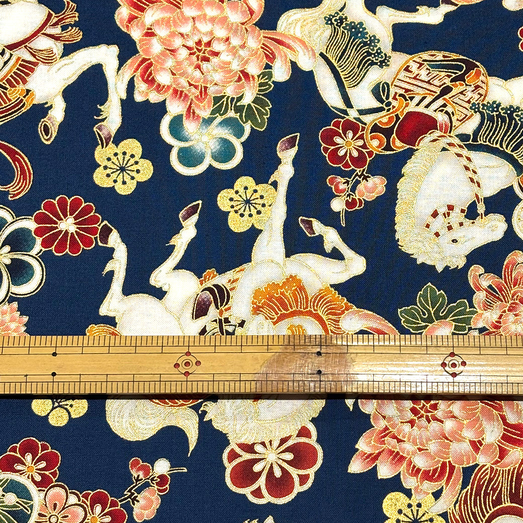 和柄馬シーチング生地