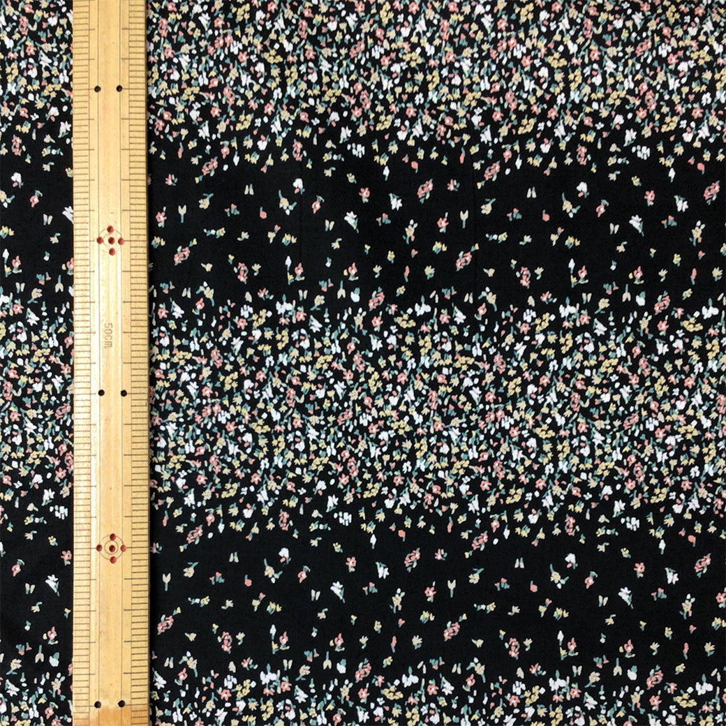 生地 【 60ローンプリント 小花 黒 】 ローン生地 108cm巾 綿生地 綿 コットン 綿100％ 植物柄 花柄 北欧風
