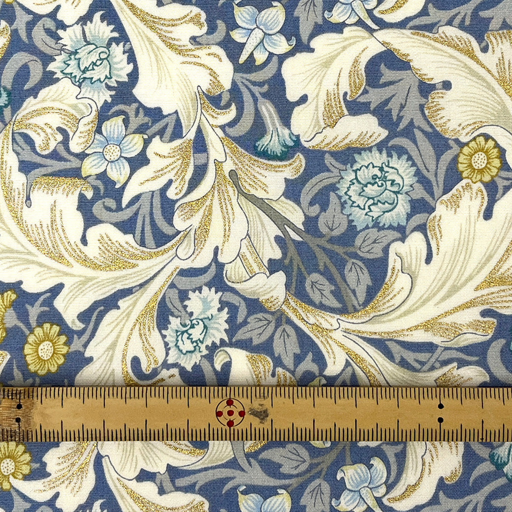 生地 【 V&A Fabric Collection レスター Leicester アンティークブルー 】 ブロード 110cm巾 コットン 綿100％ 薄手 薄地 ウィリアムモリス William Morris