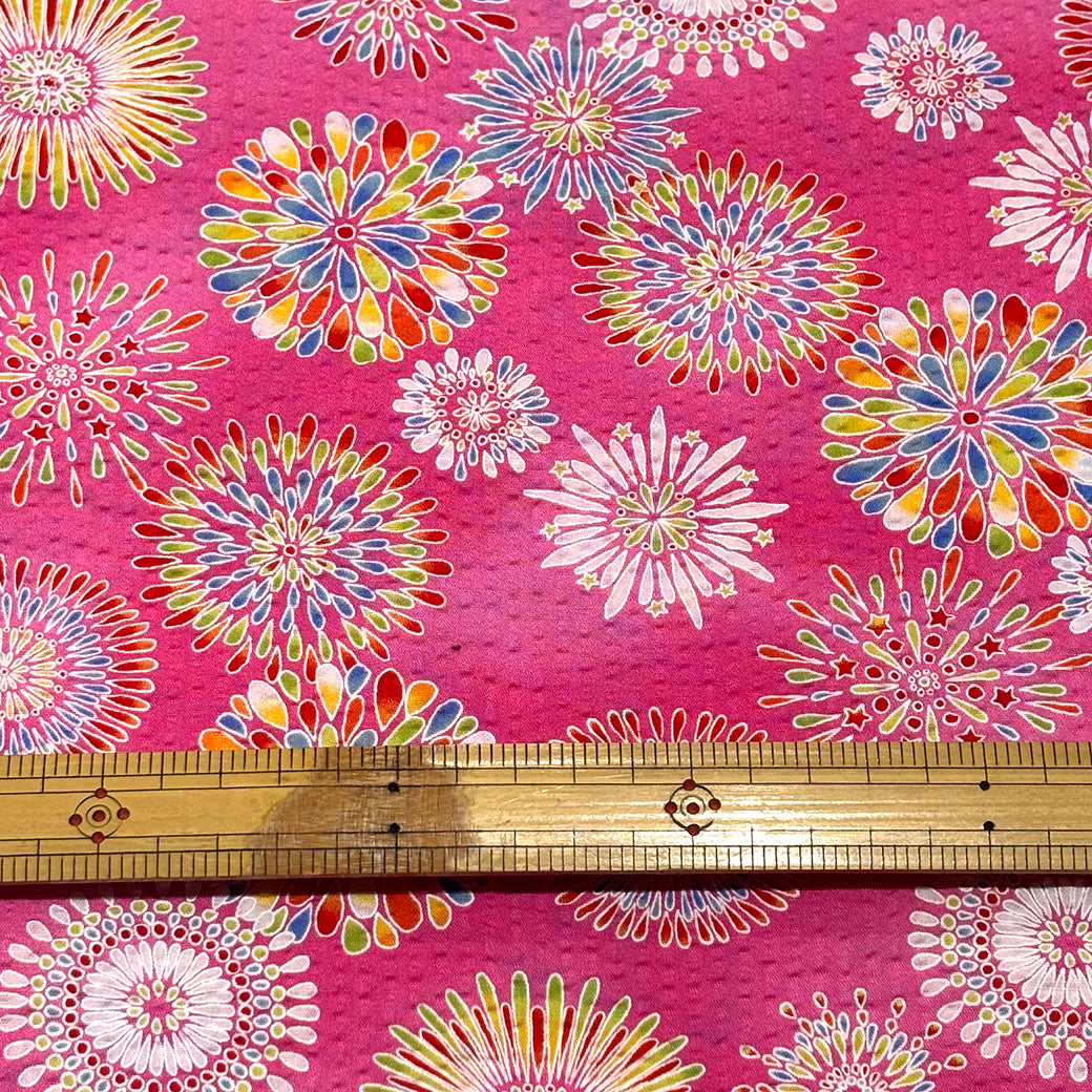 生地 【 リップル 花火 ピンク】 112cm巾 リップル生地 サッカー生地