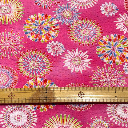 生地 【 リップル 花火 ピンク】 112cm巾 リップル生地 サッカー生地