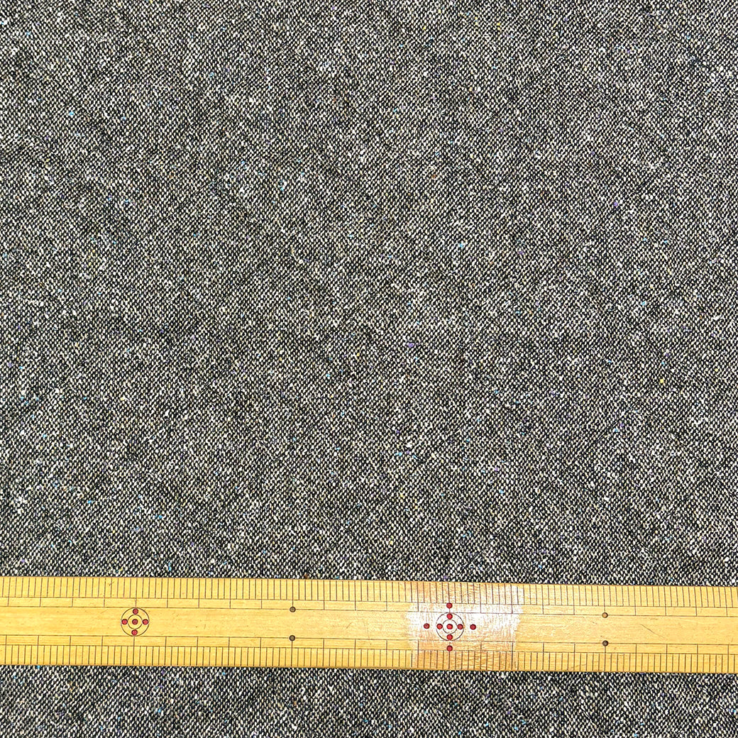生地 【 キルティングツイード ブラック 】 145cm巾 幅広 ウール混ツイード キルティングファブリック キルト生地