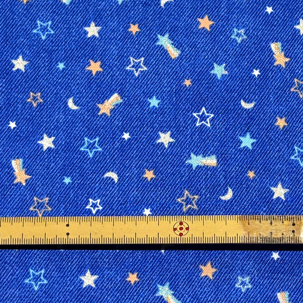 生地 【 オックス ラメ☆デニム 2色 】 オックス生地 綿プリント 110cm巾 綿100％