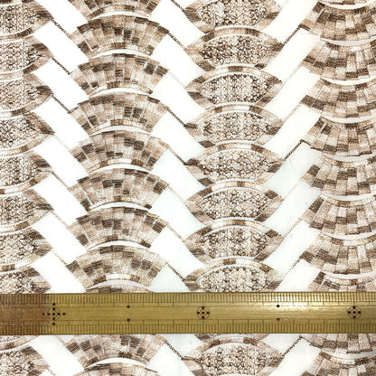 生地 【 刺繍レース ダイヤゴールド 】 レース生地 103cm巾 刺繍レース 刺しゅう生地 立体レース 透け感レース 幾何学模様