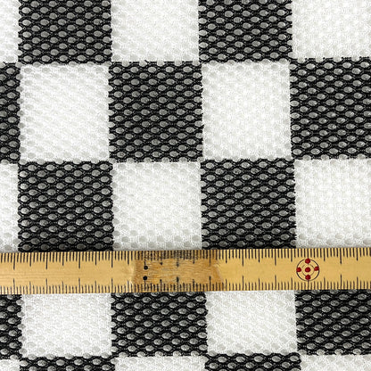 生地 【 市松ボンディングメッシュ 黒 】 メッシュボンディング ナイロン 115cm 市松模様