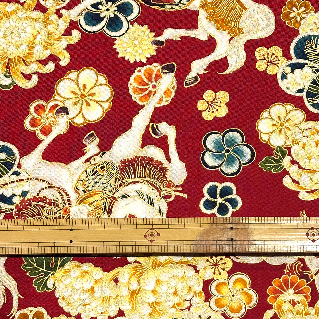 和柄馬シーチング生地