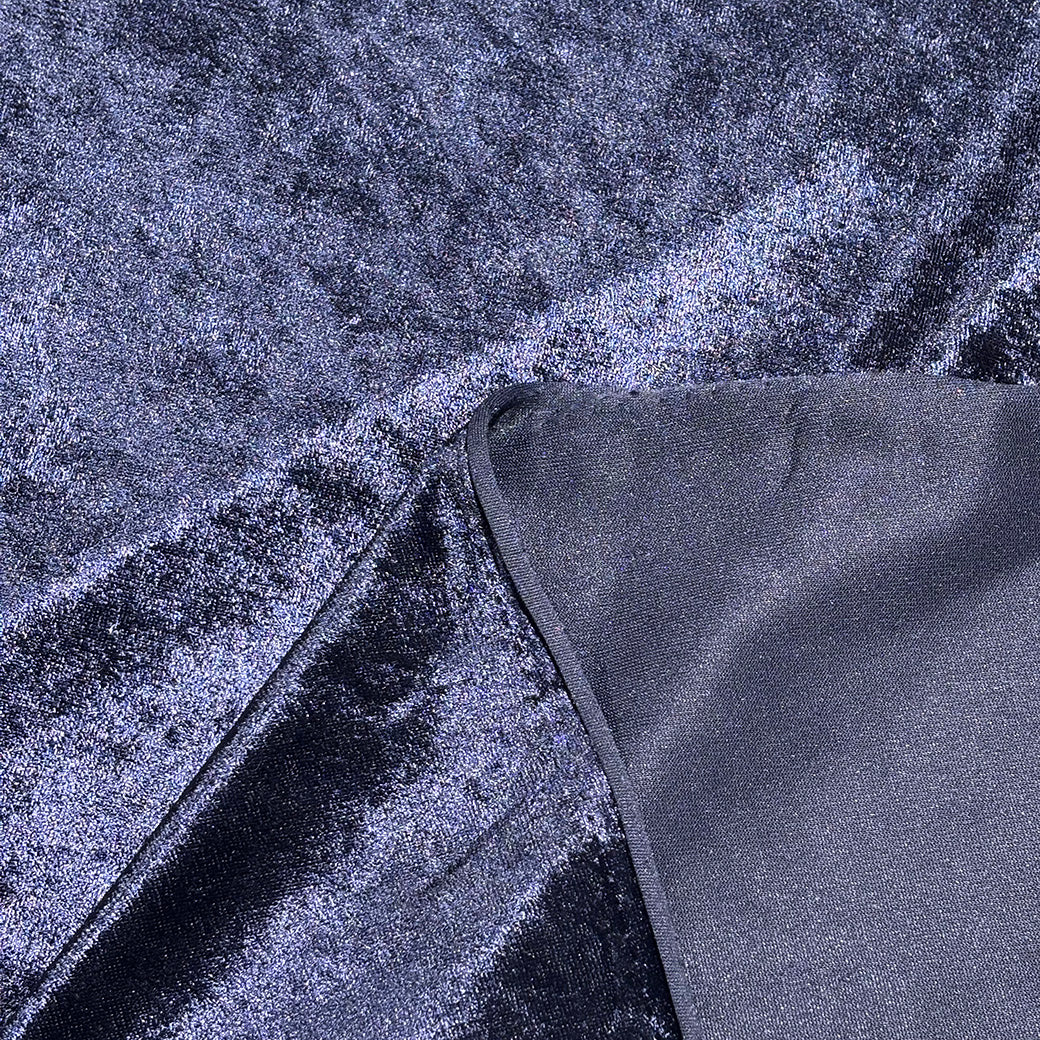 生地 【 クラッシュベロア ネイビー 】 ベロア生地 ベルベット 150cm巾 幅広 無地 ポリエステル