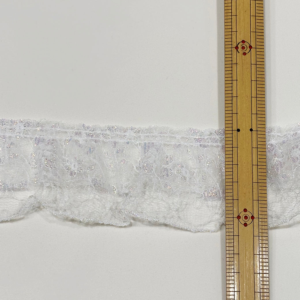 リボン 【 ラメフリルレース 60mm 白 】 ラメリボン フリルリボン レース キラキラ 手芸リボン ハンドメイド