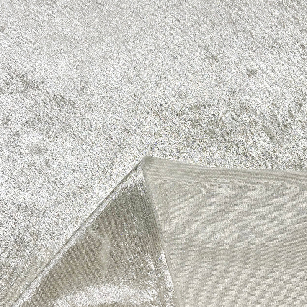 生地 【 クラッシュベロア オフホワイト 】 ベロア生地 ベルベット 150cm巾 幅広 無地 ポリエステル