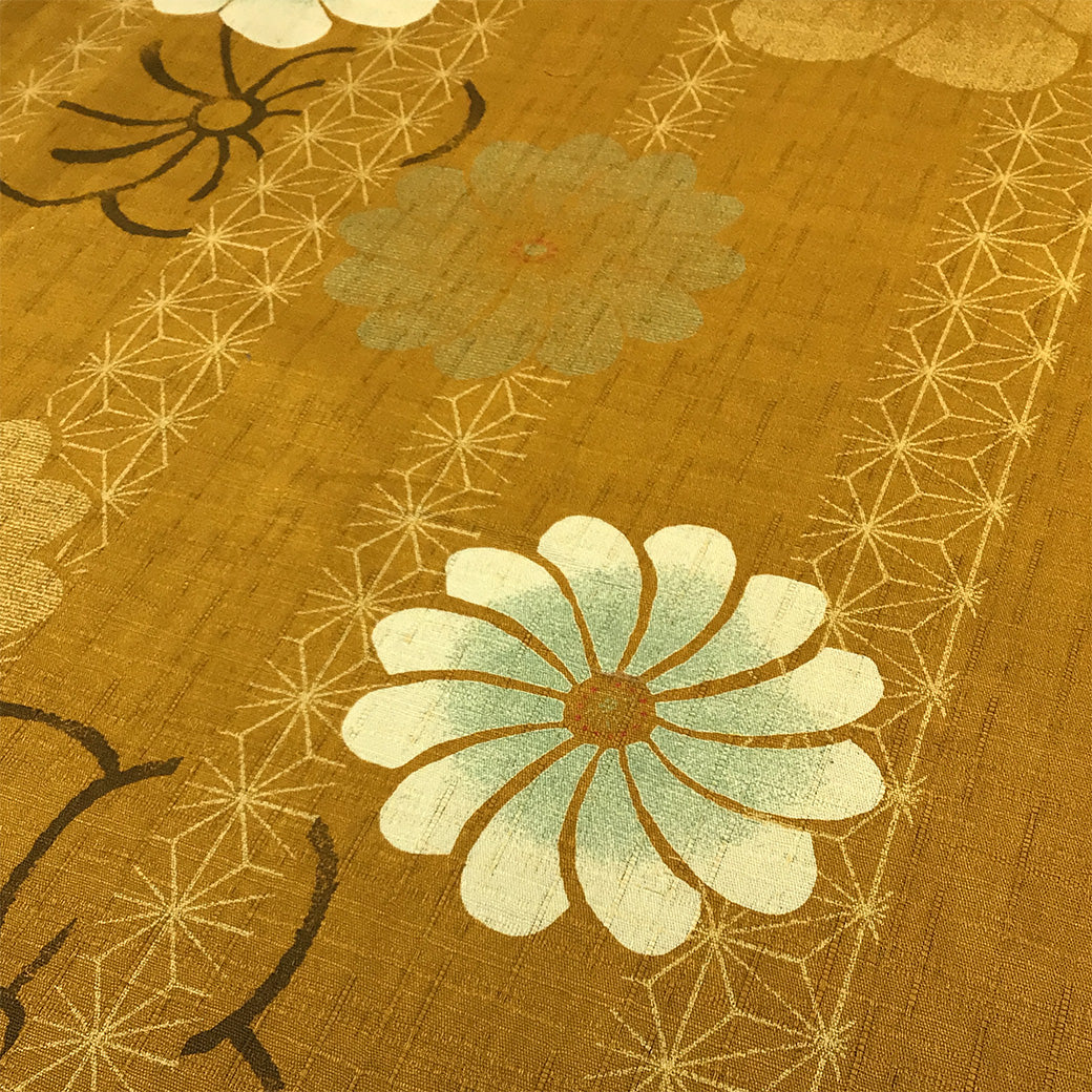 生地 【 サザンクロス 麻の葉紋 抜粋加工 からし 】 ドビー サザンクロス 110cm巾 綿 コットン100％ 浴衣生地 ゆかた 甚平