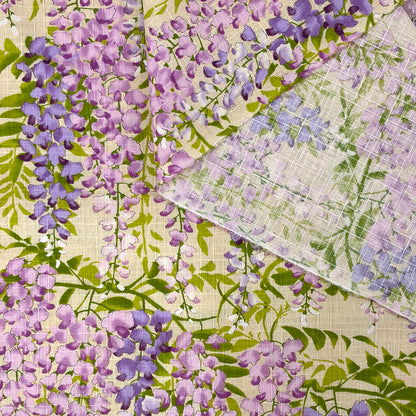 生地 【 サザンクロスPT 藤の花 生成 】 110cm巾 綿100％ 藤の花柄 和柄生地 和風プリント コットン生地